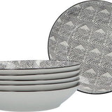 Serviesset 6 persoons Porselein Bohemia Ethnic 18-delig - Zwart/Wit