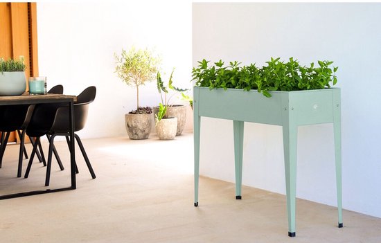 Herstera Garden® Hoge Plantenbak Staal - 100x40x84cm - Cactusgroen