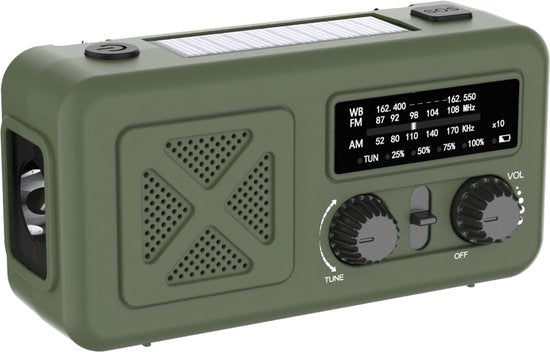 Noodradio - & Hand Crank Powerbank - AM-FM-WB Emergency Radio - & - Groen