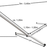 Stevige Hangmatstandaard - Wit - Staal - Afmeting: 280-340x105cm - 150kg draadvermogen