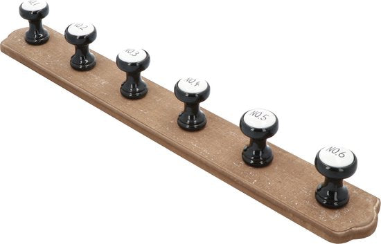 Klassieke Kapstok met 6 Keramieke haken 66x9x8 cm