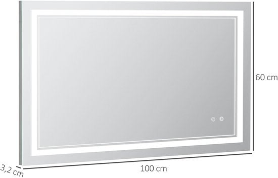 4goodz Badkamerspiegel met LED Verlichting 100x60 cm - 834-389V90