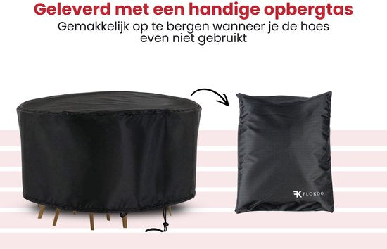 Tuinmeubelhoes Rond - Zwart - Beschermhoes voor je Tuinset - Tuinmeubelbeschermhoes
