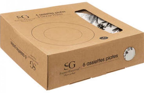 6-persoons Ontbijtborden set Porselein Bota 19 cm - Wit/Zwart