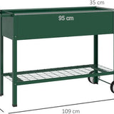 Verhoogd Kweekbed met Wielen Plantenbak Metaal - Groen