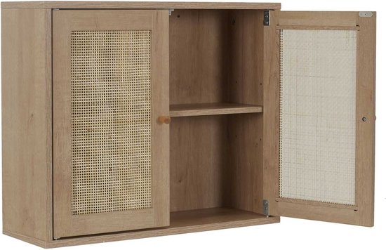 Hangkastje Bali Rattan - Wand Badkamerkast Hangend met Rattan - Bruin