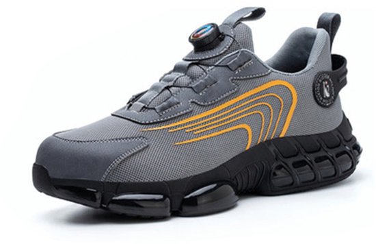 Veiligheidsschoenen Heren - Maat 43 - Stalen Neus & Anti-Perforatie Zool - Lichtgewicht & Ademend - Anti-Slip Werkschoenen met Draaisluiting - Grijs