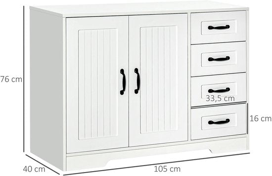 4goodz Buffetkast met 4 Laden 40x105x76 cm - Wit