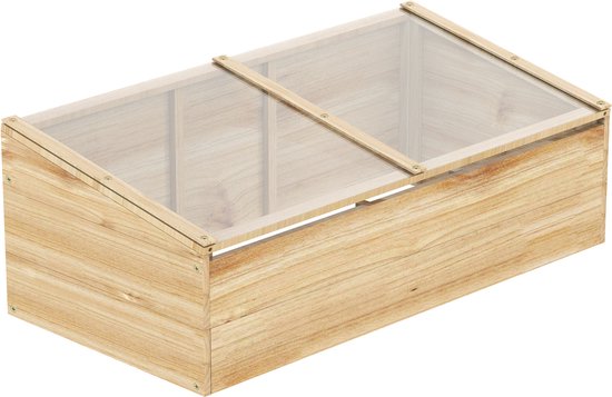 4goodz Houten Kweekbak, Mini Kweekkas 100x50x35 cm - massief hout