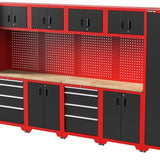 Feistos Gereedschapswand Hoge kast Juno 11 - 46x396x198cm - Zwart/Rood