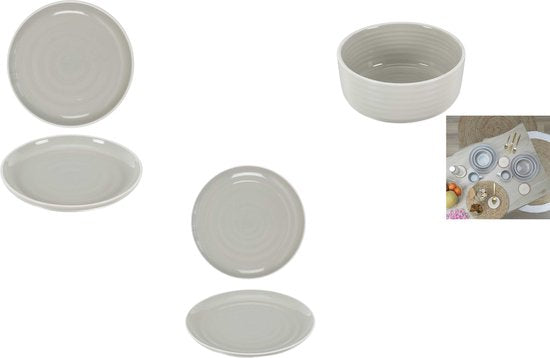 6 persoons 18-delig servies Aardewerk Bi-Color