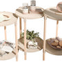 Fixwood 2-Laags Plantenstandaard Set van 3 – Massief Hout & Kunststof – Modern Bloemenrek – Plantenhouder Binnen – Scandinavisch Design – Beige – 2-Tier Plant Stand