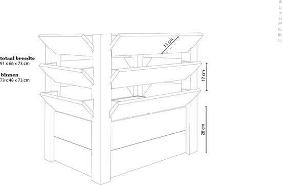 Westmann verhoogde plantenbak Premium XL - 65x90x73 cm