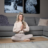 Yogamat Kurk Premium Ecoyogi - 185 x 61 x 0,4 cm (incl. draagriem) - zorgt juist bij vochtige omstandigheden voor betere grip - anti-slip natuurrubber aan de onderzijde