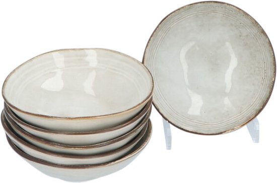 Aardewerk Servies Flower Beige 6 persoons 18-delig - Beige