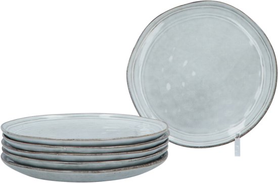 Aardewerk Serviesset Flower Beige 6 persoons 12-delig - Grijs