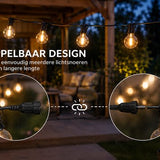 Prikkabel Buiten 15,3 Meter – 25 LED Lampen – Koppelbare Lichtsnoer Buiten – Waterdichte Tuinverlichting – Warm Wit – Sfeerverlichting voor Tuin, Balkon, Terras & Overkapping
