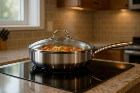 4goodz Dubbelwandige RVS Hapjespan met deksel - Zilver