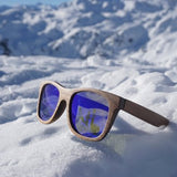 5one® zonnebril Walnut Blue hout blauwe lens 2017518