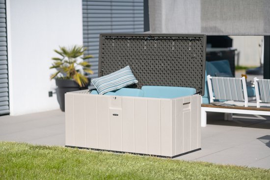 Lifetime® Kunststof Kussenbox 570 ltr - Tuinkist 72x151x69cm - Grijs