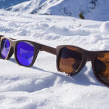 5one® zonnebril Walnut Blue hout blauwe lens 2017518