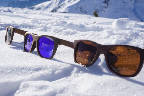 5one® zonnebril Walnut Blue hout blauwe lens 2017518