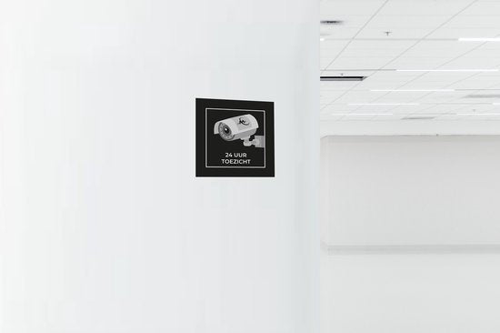 24ME® - Set van 4 Camerabewaking Stickers – 10cm x 10cm - Beveiligingsstickers voor Binnen en buiten - Weerbestendig en Zelfklevend