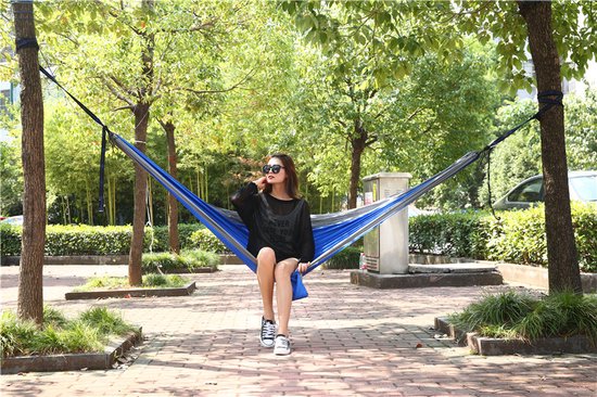 4gardenz® Outdoor Hangmat – Parachutestof – 270 cm – Compact & Sterk - Blauw
