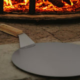Pizzaschep - Pizzaschep RVS Rond voor BBQ of Oven - Houten Handvat 30cm Pizzaschep - Pizzaspatel - Taartschep -Spatel - Cadeau voor Pizzaliefhebber -