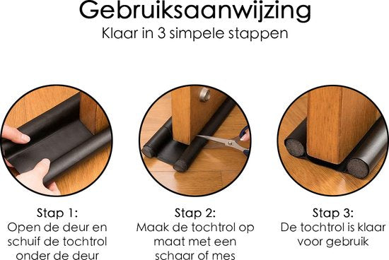 Tochtstopper Deur - Tochtrol - 94.5 cm - Zwart - Seal Strip - Tochtstrip - Tochtkussen - Tochthond - Tochthond Dubbel - Dubbele Tochtrol - Tochtkussen voor Deur