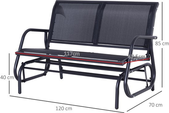 4goodz Tuinbank Schommelbank 2-Zits - max. 200 kg - Zwart