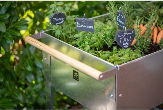 Herstera Garden® Metalen Plantenbak Verrijdbaar- 120x60x84cm - Zilverkleurig