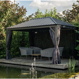 Sojag Aluminium paviljoen Marsala 1216 - Hardtop Gazebo met klamboe 363x483x293 cm - Antraciet