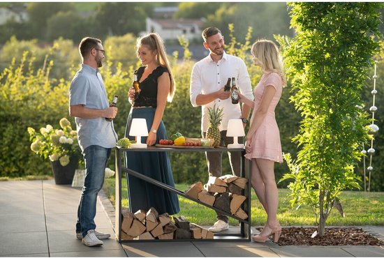 Westmann® Haardhout rek Hugo - 35x115x80cm - Houtopslag buiten - Zwart