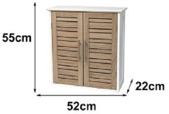 4goodz Wandkast Badkamer MDF Stockholm 52x22x55cm - wit/bruin