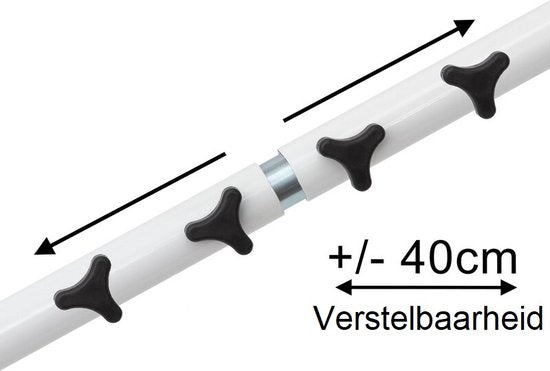 Stevige Hangmatstandaard - Wit - Staal - Afmeting: 280-340x105cm - 150kg draadvermogen