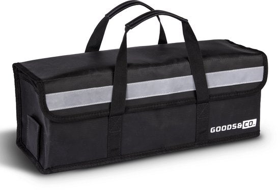 Goods&Co Accutas Ebike Brandveilig - Elektrische Fiets Accu Tas - Beschermhoes E-bike - 49 × 15 × 15 cm - Brandwerende Zak Fietsaccu - Hittebestendige Lipo Bag voor E Bike - Brandzak - Brandveiligheid– Accuhoes – Saver Hoes - Zwart