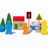 DMG Supply Houten Treinset - Treinbaan met Rails - 33-delig - Trein en Auto Accessoires - Verkeersborden - Vanaf 3 Jaar