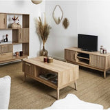 Salontafel Klaus Houten salontafel met panelen - 43x100x50 cm - Bruin
