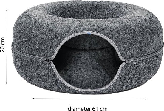 Donutmand voor Katten en Honden - Grijs - Diameter 61 - Kattenmand - Hondenmand