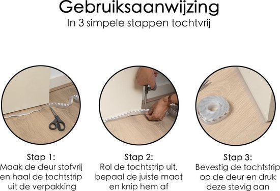 Tochtstrips voor Deuren en Raam Zelfklevend - 5 Meter x 2,5 cm - Transparant – Tochtstrip voor Deur - Tochtband - Sealing Strip – Tocht Strip – Tochtstopper
