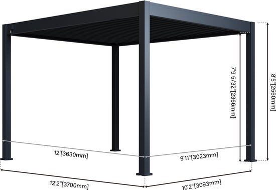 Paragon Outdoor Aluminium Paviljoen Grand Tuscan Lamellendak- 3x4 meter