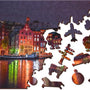 Wooden City Amsterdam bij Nacht XL - Houten Vormpuzzel - 52x38 cm - 600 stukjes