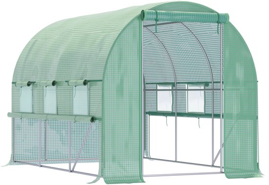4goodz Foliekas 3x2x2 m tunnel inloopkas kweektent 6 ramen - Groen