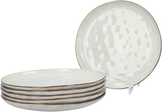 Aardewerk Servies Flower Beige 6 persoons 18-delig - Beige