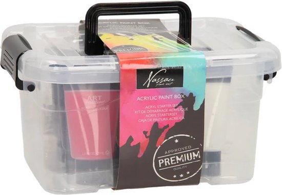 Acrylic box 9 tubes + 6 penselen