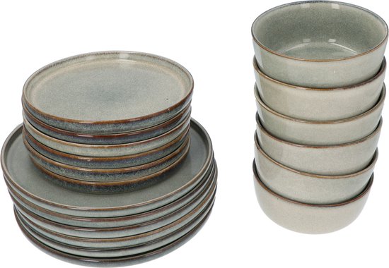 6 persoons 18-delig servies Terre Geglazuurd Keramiek