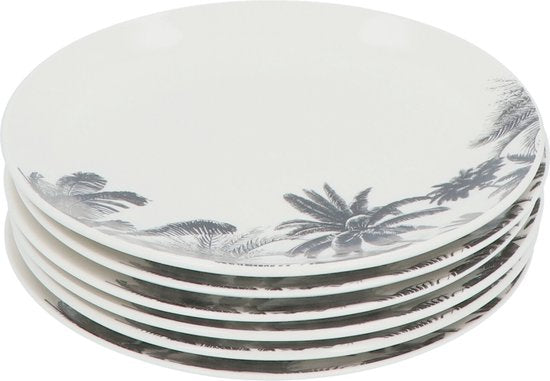 6-persoons Ontbijtborden set Porselein Bota 19 cm - Wit/Zwart
