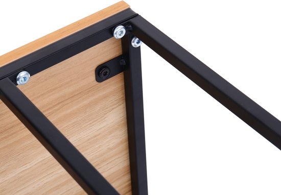 Bijzettafel Industrieel – Laptoptafel Bank – C-vorm Tafel – Smalle Bijzettafel – Houtlook Blad – Metaal Frame – Voor Woonkamer en Slaapkamer