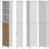 Badkamerkast Stockholm met deur en 6 planken 35x26x173 cm - Wit/Bruin